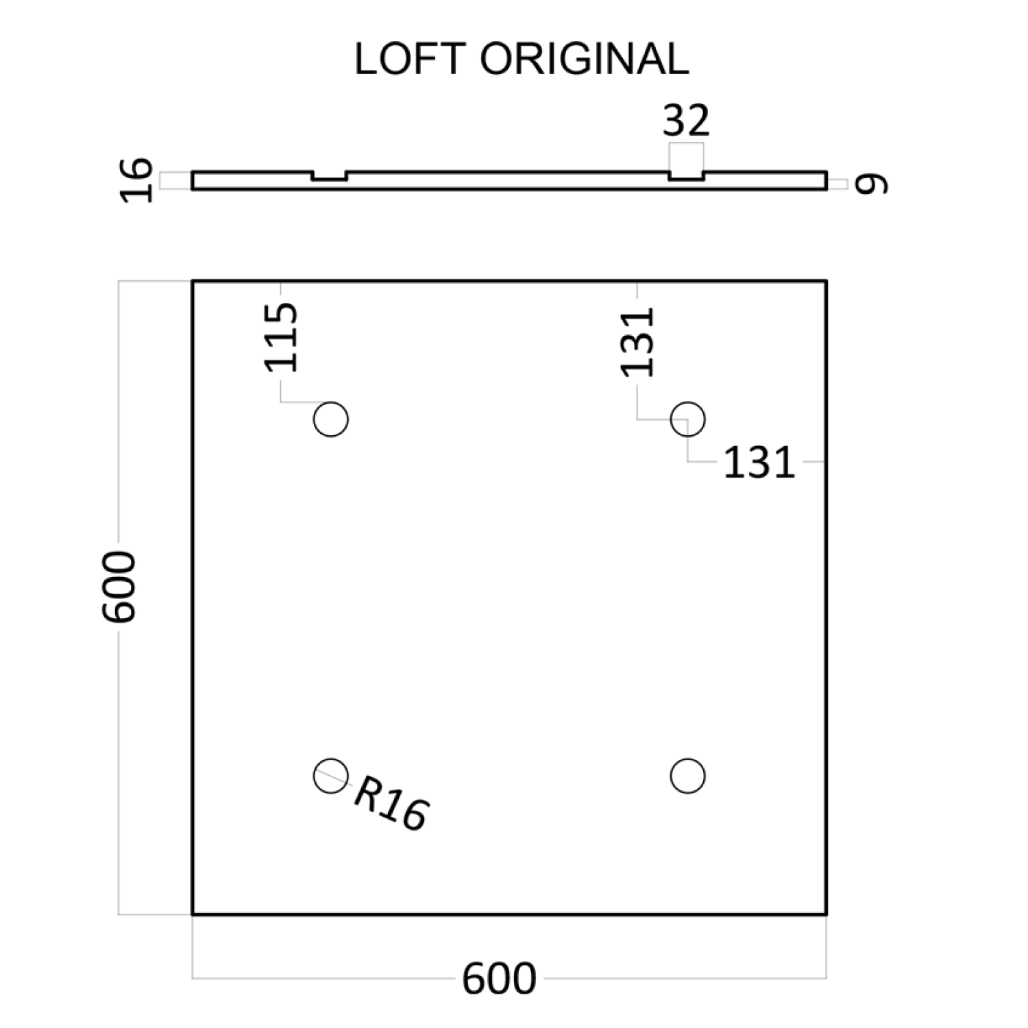 Гипсовая 3D панель LOFT-BETON (OPEN - крепления открытого типа) 600x600x16 мм