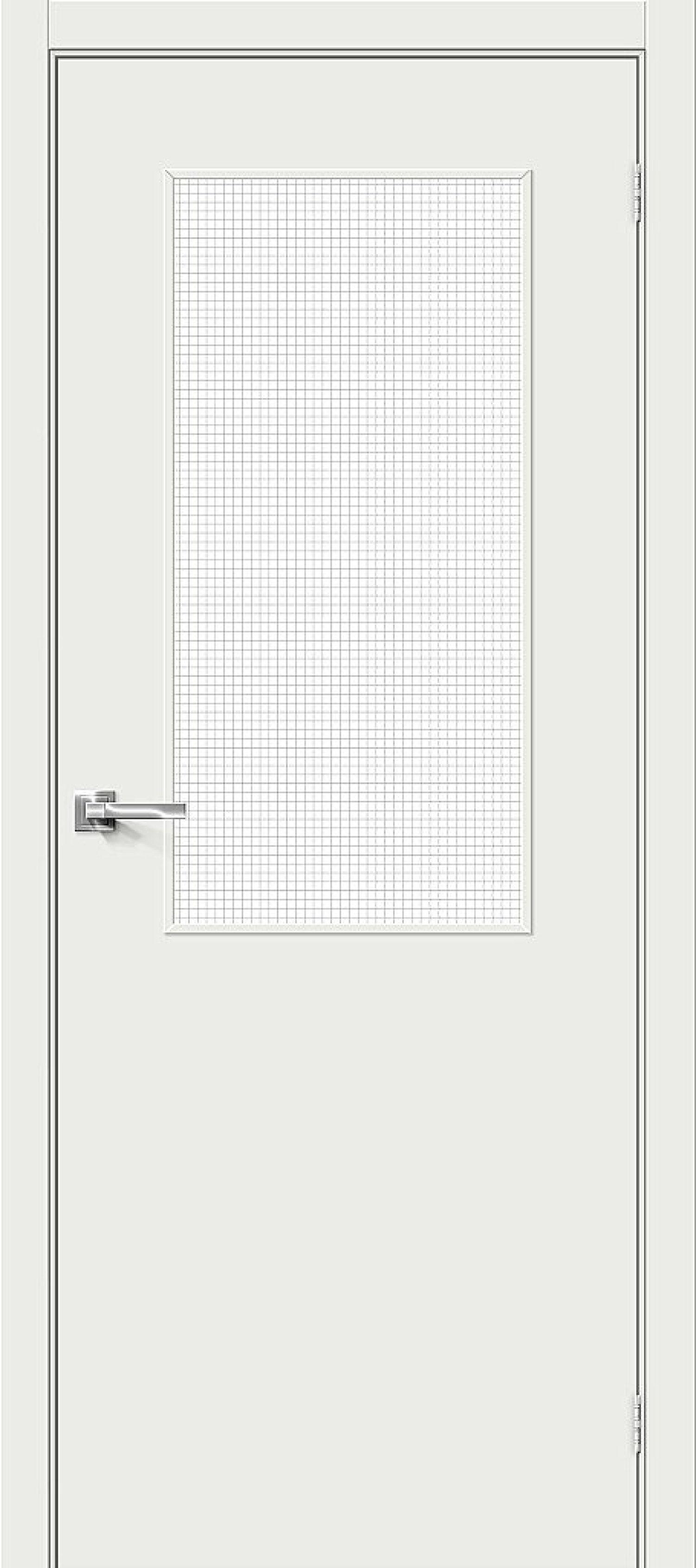 Межкомнатная дверь Bravo из винила Браво-7 Super White / Wired Glass 12,5