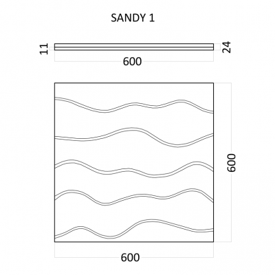 Гипсовая 3D панель SANDY 1 600x600x24 мм