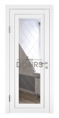 Дверь межкомнатная DO-PG6 Белый бархат/Зеркало ромб фацет