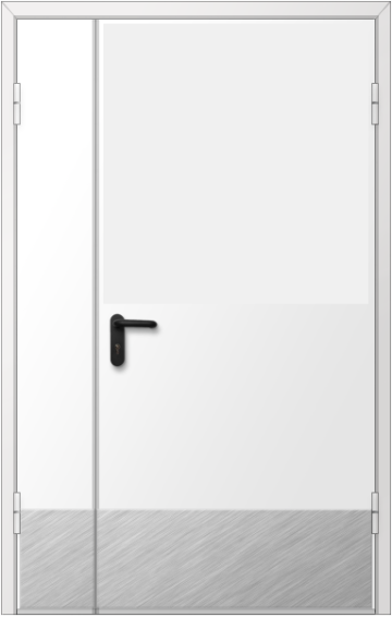 межкомнатная дверь двупольная металлическая с накладкой из нержавеющей стали