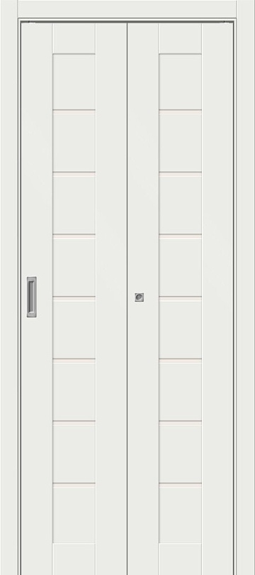 Складная межкомнатная дверь Браво-22 White Matt