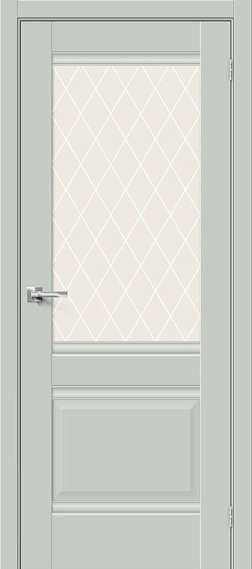 Межкомнатная дверь эмалит Прима-3 Grey Matt / White Сrystal