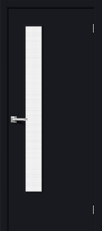 Межкомнатная дверь Bravo из винила Браво-9 Total Black / Wired Glass 12,5