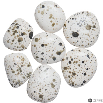 Камни белые с цветной крапинкой - 7 шт