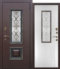Входная металлическая дверь Ferroni со стеклопакетом Венеция Белый ясень