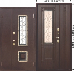 Входная металлическая нестандартная дверь Ferroni со стеклопакетом Венеция 1200 Венге